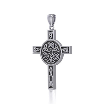 Celtic Knotwork Triskele Cross Silver Pendant TPD705 - Jewelry